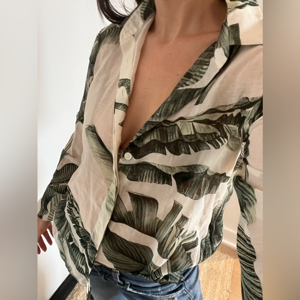 Massimo Dutti palm tree blouse, linen, size s